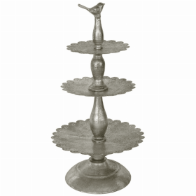 Metal 3 Tier Pedestal Stand with Bird