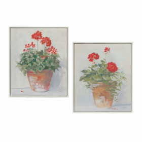 Framed Potted Geranium Print (Set of 2) 10.5"L x 12.5"H MDF/Plastic/Paper