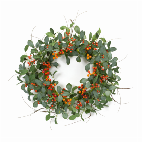 Foliage and Berry Wreath 21"D Polyester