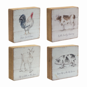 Farm Sign (Set of 4) 7.75"SQ Wood