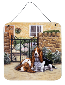 Basset Hound at the gate Wall or Door Hanging Prints