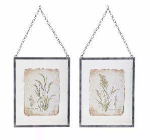 Grass Frame (Set of 2) 12.5" x 16"H Glass/Metal