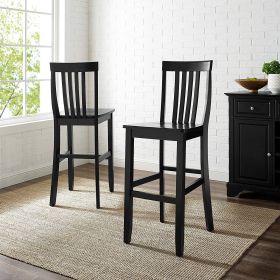 Set of 2 - Solid Hardwood 30-inch Bar Stool in Black Wood Finish