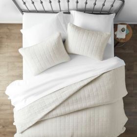 2 Piece Microfiber Farmhouse Coverlet Bedspread Set Ivory, Twin/Twin XL