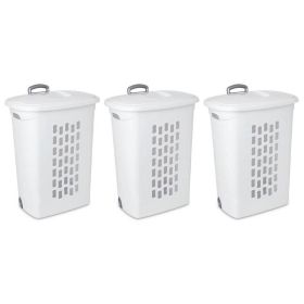 Set of 3 Laundry Hamper Dirty Clothes Baskets with Lids with Roller Wheels