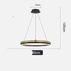 Chandelier Living Room Brushed Aluminum Bedroom Study (Option: Black Gold 80CM 50W)