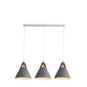 Nordic Dining Room Chandelier Creative Art Simple Personality Macaron Bedroom Bar Lamp (Option: Grey Long disc-No bulb)