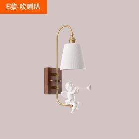 Copper Walnut Angel Resin Led Wall Lamp (Option: LED Bulb-Style A)