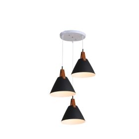 Nordic Dining Room Chandelier Creative Art Simple Personality Macaron Bedroom Bar Lamp (Option: Black disc-No bulb)