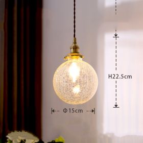 Japanese Round Retro Bedroom Bedside Chandelier (Option: Cracked glass ball)