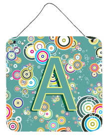 Circle Circle Teal Initial Alphabet Wall or Door Hanging Prints (size: 6 x 6)