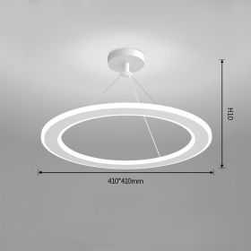 Simple Modern Circular Bedroom Study Chandelier (Option: White-Trichromatic light-410x410mm)