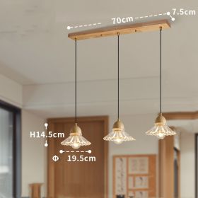 Solid Wood Glass Three Head Restaurant Nordic Modern Minimalist Chandelier (Option: Three headed)