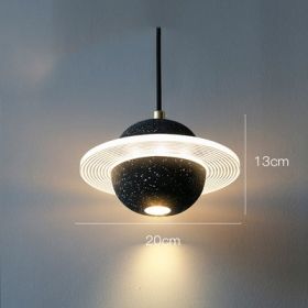 Planet Small Chandelier Red Single Head Bedroom Bedside Lamp (Option: Double glossy black)