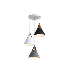 Nordic Dining Room Chandelier Creative Art Simple Personality Macaron Bedroom Bar Lamp (Option: Black white grey disc-No bulb)