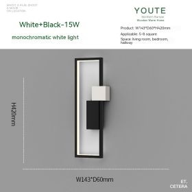 Bedroom Bedside Nordic Minimalism Wall Lamp Modern Minimalist (Option: Black 42cm White Light)