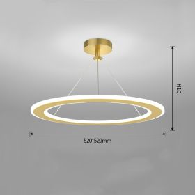 Simple Modern Circular Bedroom Study Chandelier (Option: Gold-Trichromatic light-520x520mm)