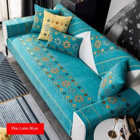 Bohemian Sofa Cushion Four Seasons Universal Chenille Non-slip Cover (Option: Lake Blue-70 Ã— 70)