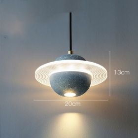 Planet Small Chandelier Red Single Head Bedroom Bedside Lamp (Option: Double light gray blue)