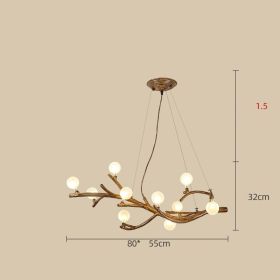 Restaurant Chandelier Decorative Tree Branch Lights Zen Japanese Wabi-sabi Wind Lamps (Option: 10head warm light)