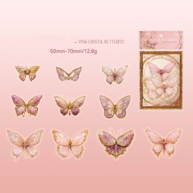 Mocard PET Sticker Package Boundless Butterfly Spectrum Series Three-dimensional Ice Crystal Laser Gold INS Style Butterfly Notebook Gu Nano SIM (Option: Pink Butterfly)